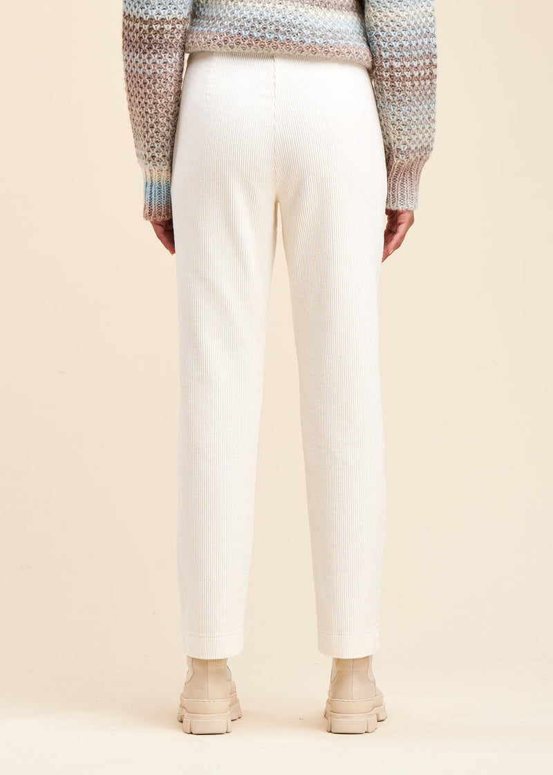 Pantalon Droit Velours Cotelé - Ecru