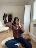 Giulia Chunky Knit Cardigan Chocolate