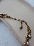 Vintage Trifari Necklace - Foliage White Cabochons