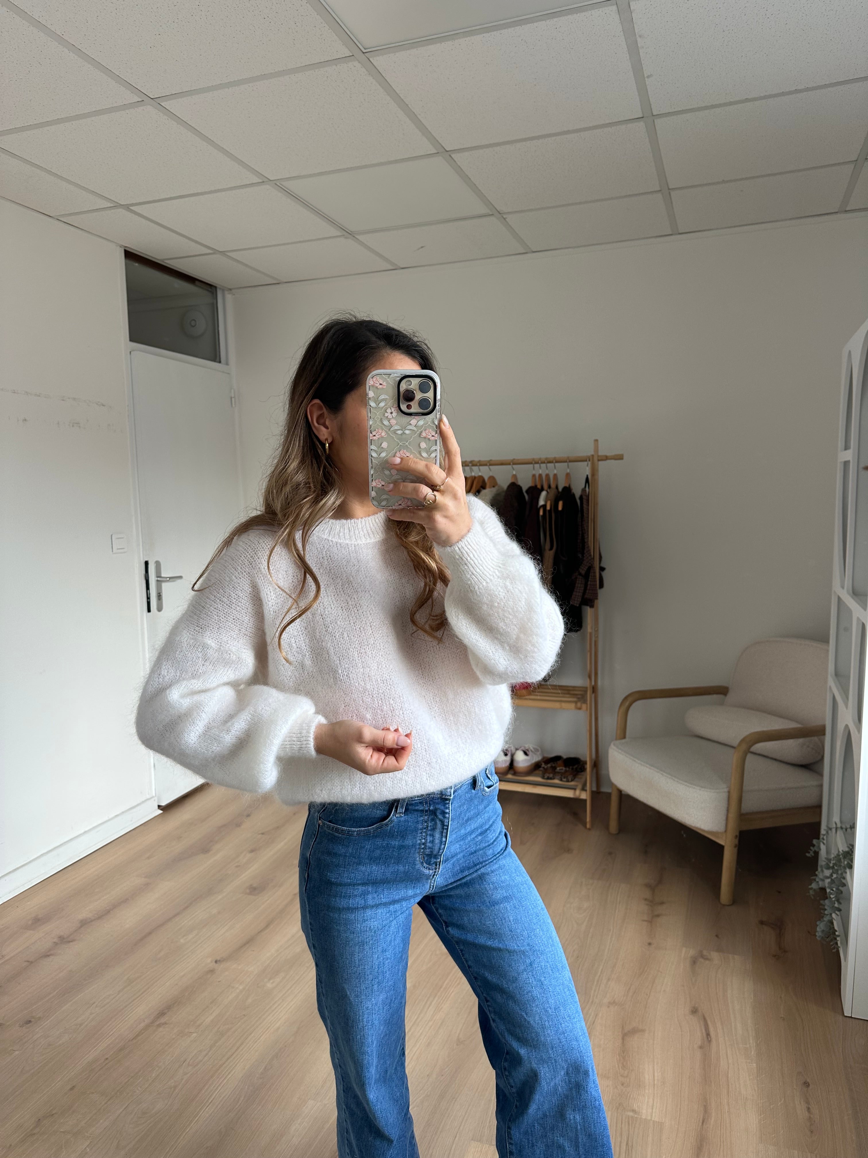 Gaia white mohair and wool knit