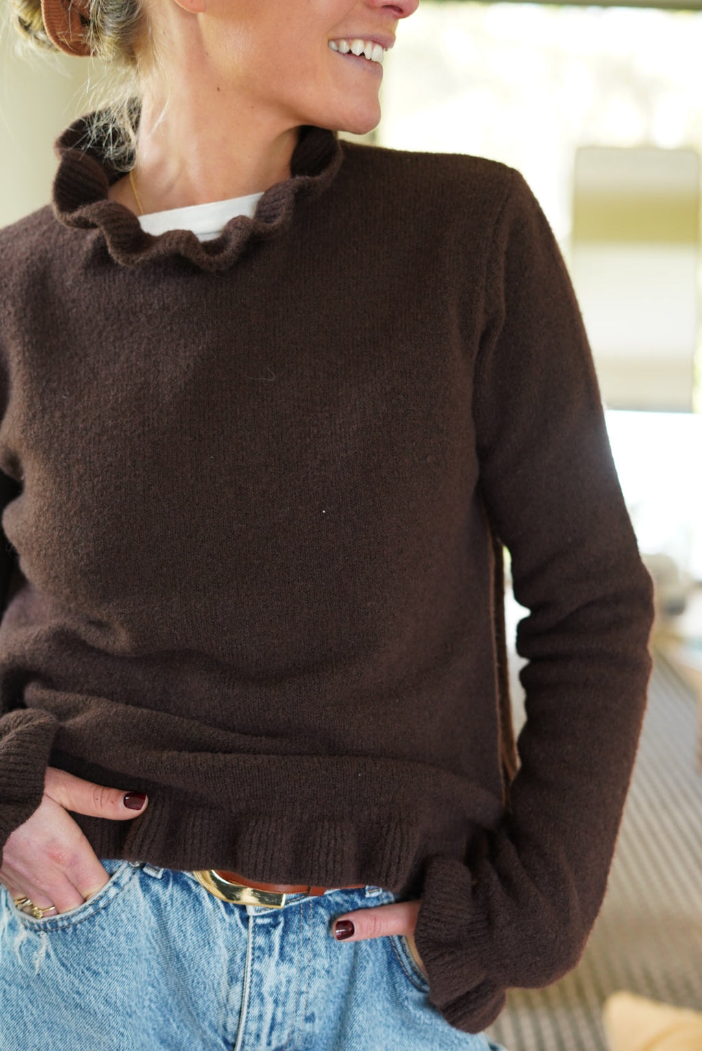 Gabriel Froufrou Collar Chocolate Sweater