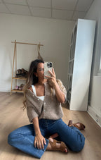Maille à manches courtes taupe Elisa
