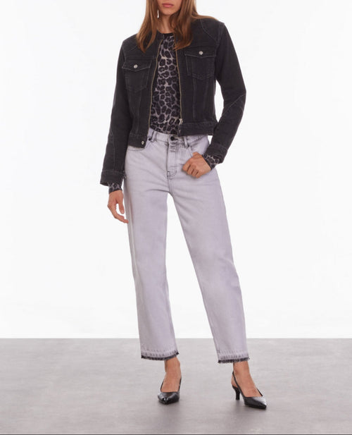 Chaqueta de moto vaquera negra - Mujer