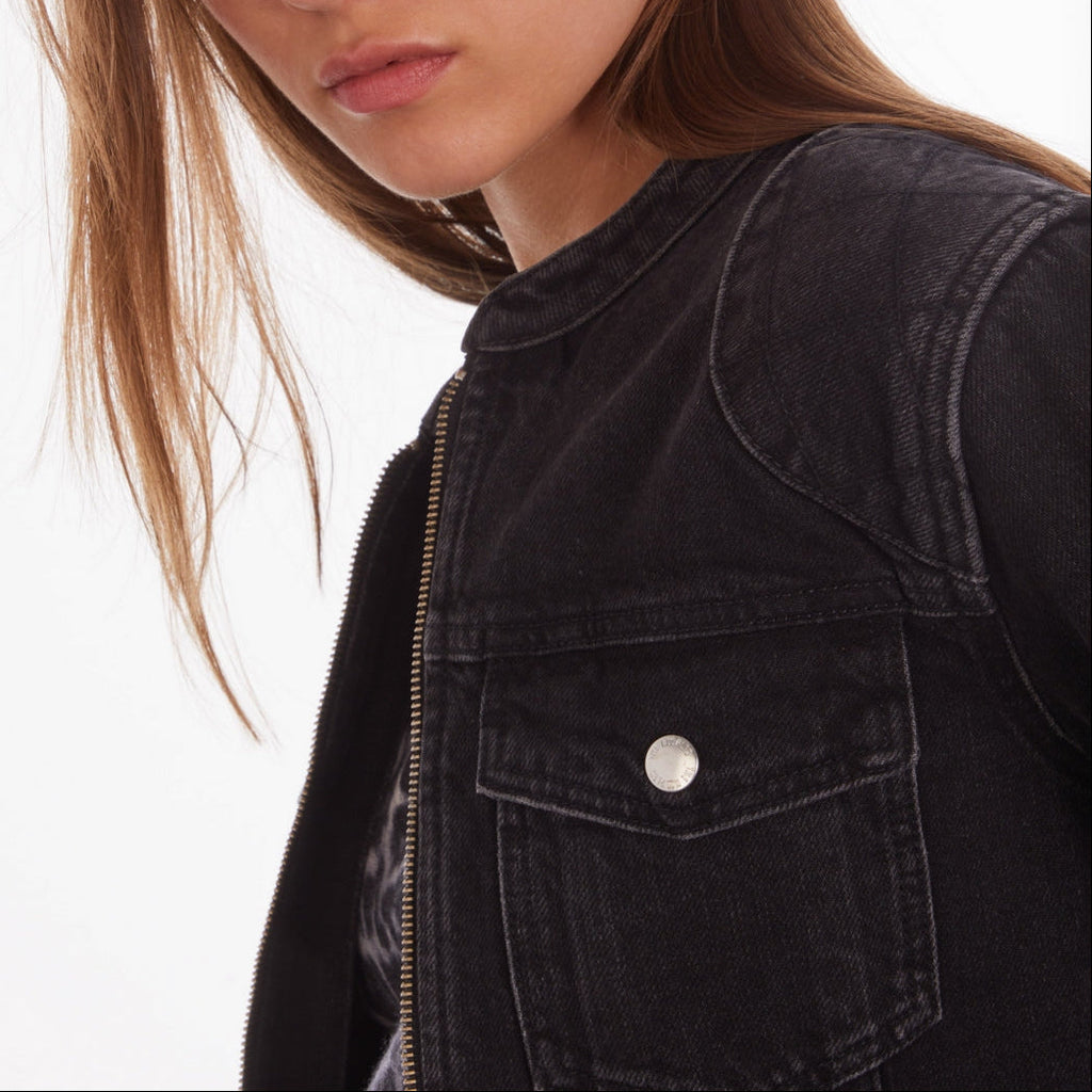 The Kooples - Chaqueta Moto Vaquera Negra - Mujer