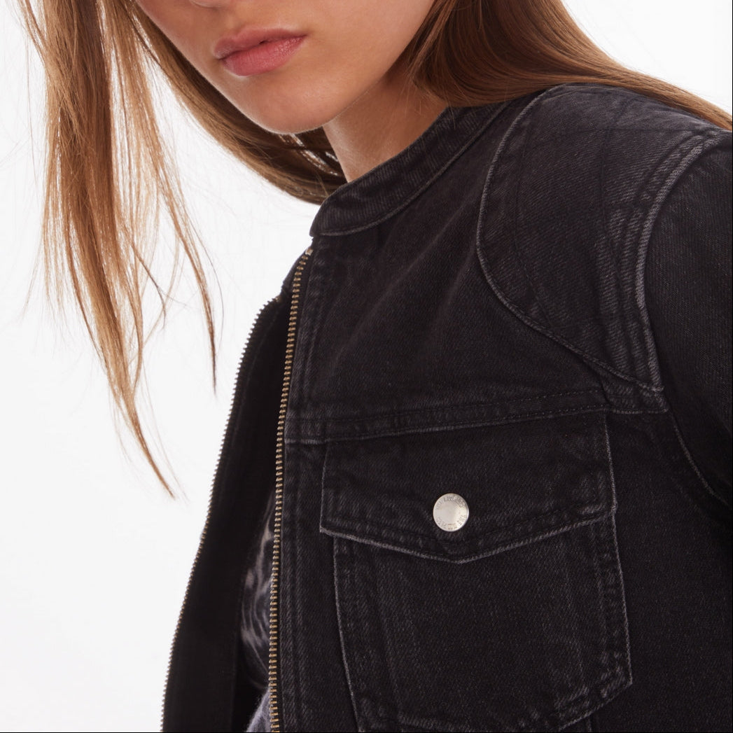The Kooples - Chaqueta Moto Vaquera Negra - Mujer