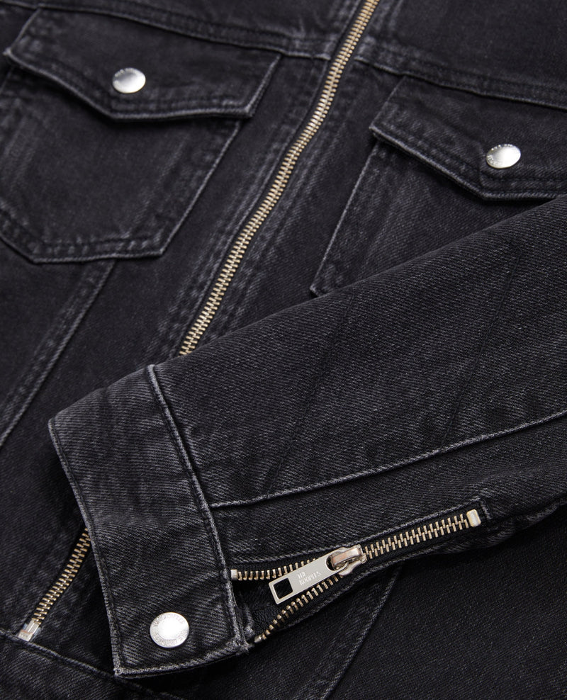 Black Denim Motorcycle Jacket - Women