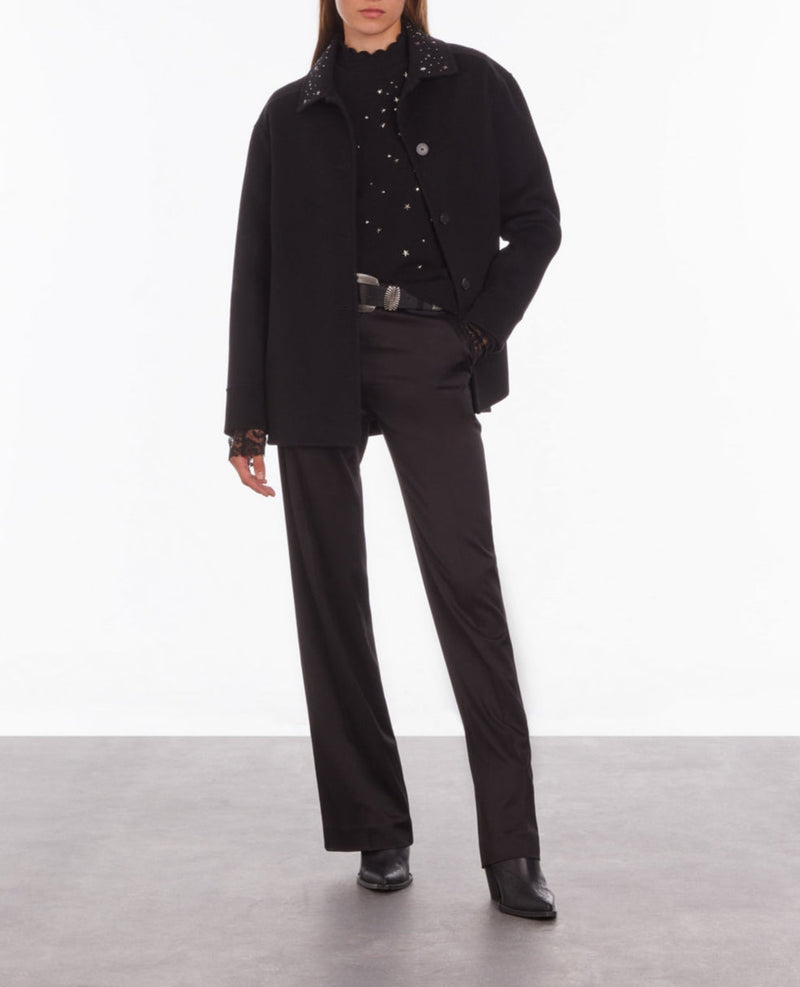 Chaqueta de lana - Negro - Mujer