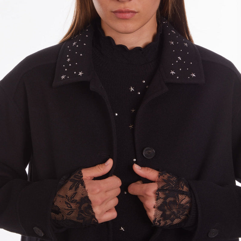 Chaqueta de lana - Negro - Mujer