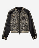 Blouson Bimatiere Motif Fleuri Lurex