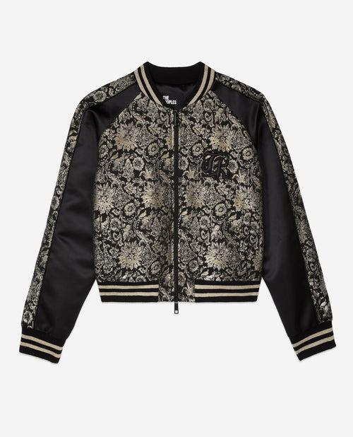 Blouson Bimatiere Motif Fleuri Lurex