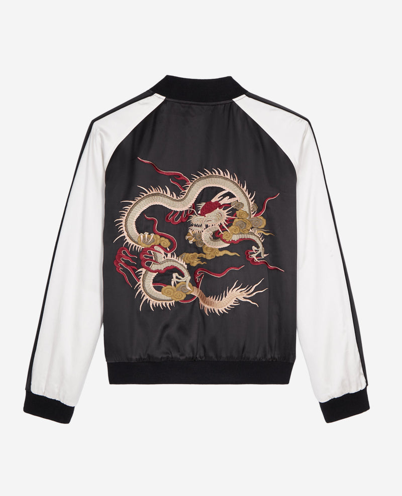 Blouson Satin Et Broderie Dragon