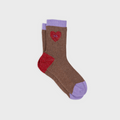 Chaussettes En Coton Peigné Coeur - Marron Et Rouge