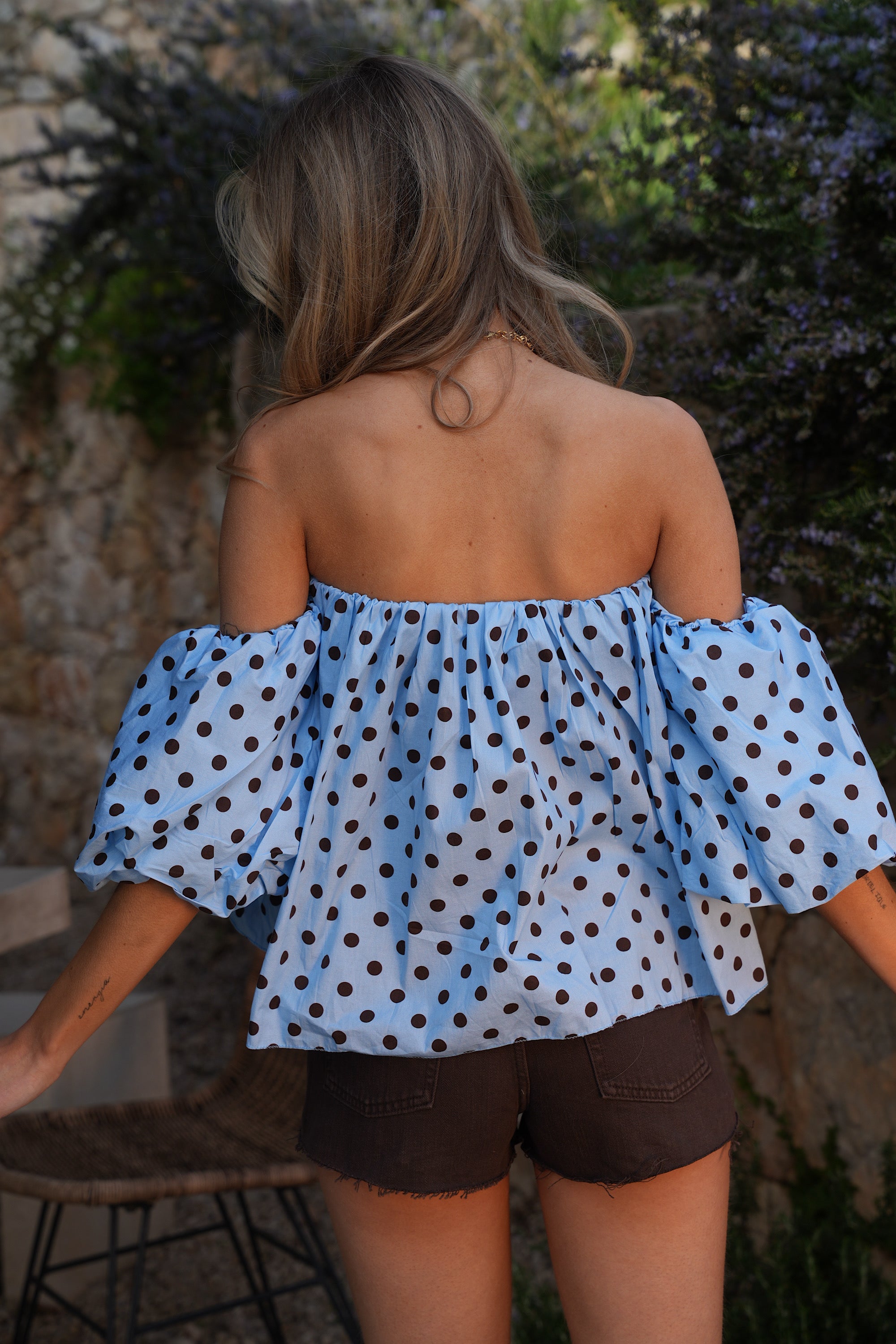 Blouse À Pois Sola - Bleue