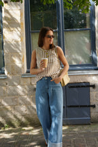 Camel/Lilac Striped Martin Top