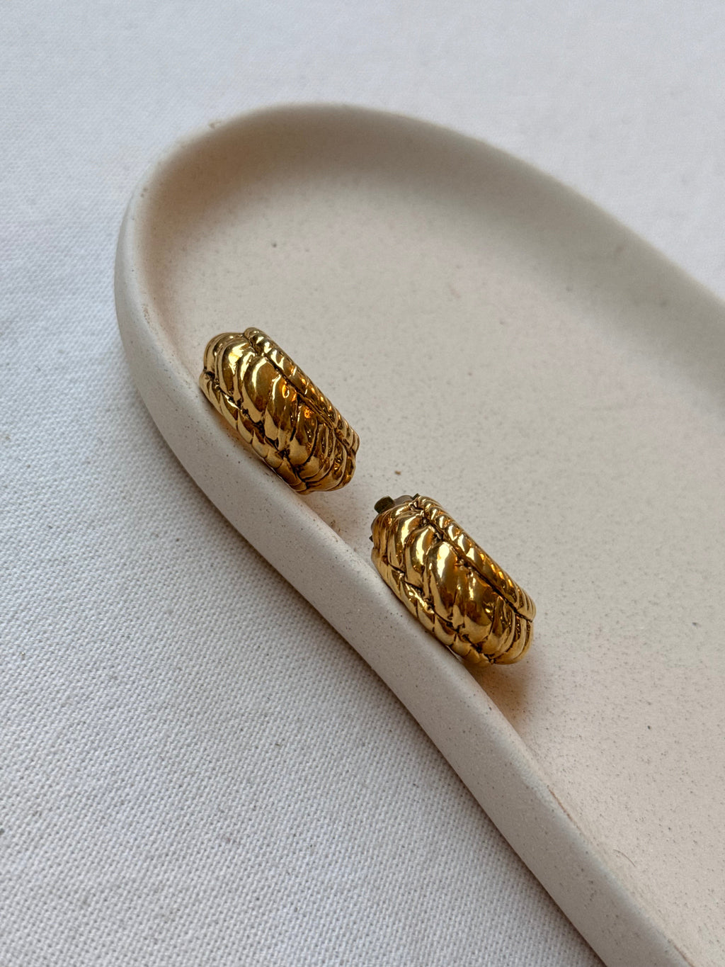Boucles D’Oreilles Vintage - Créoles Bombées Dorées