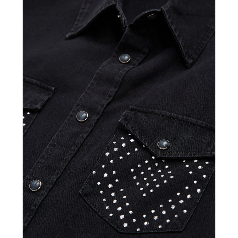 The Kooples - Chemise Western Black Denim Avec Stud - Femme