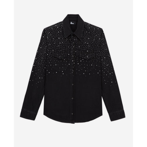 The Kooples - Chemise Western Black Denim Avec Strass - Femme