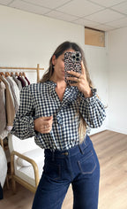 Léonor Navy Blue Vichy Blouse