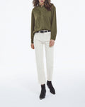 The Kooples - Camisa Caqui Cuello Redondo Con Detalles De Volantes - Mujer