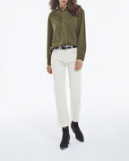 The Kooples - Camisa Caqui Cuello Redondo Con Detalles De Volantes - Mujer