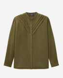 The Kooples - Camisa Kaki Cuello Redondo Y Detalle Volantes - Mujer