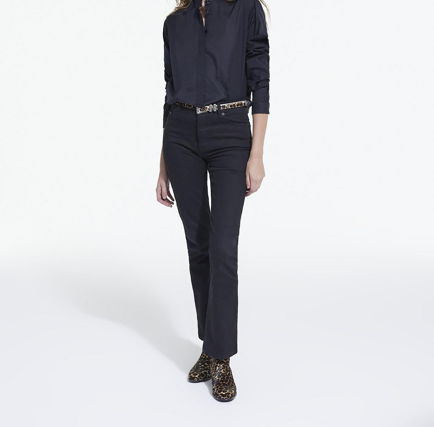 The Kooples - Collarless Shirt with Hidden Placket Detail - Women