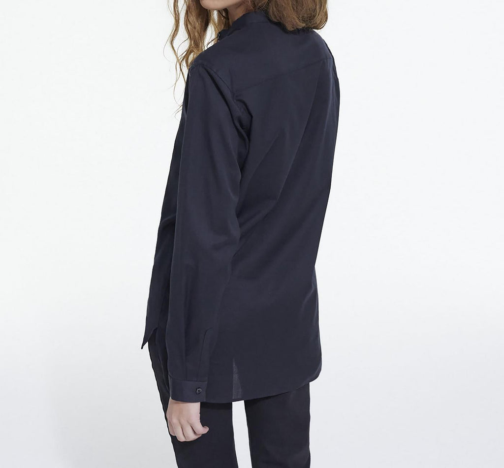 The Kooples - Collarless Shirt with Hidden Placket Detail - Women