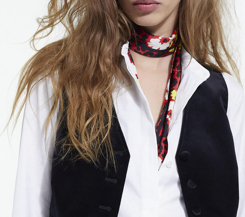 The Kooples - Collarless Shirt with Hidden Placket Detail - Women's