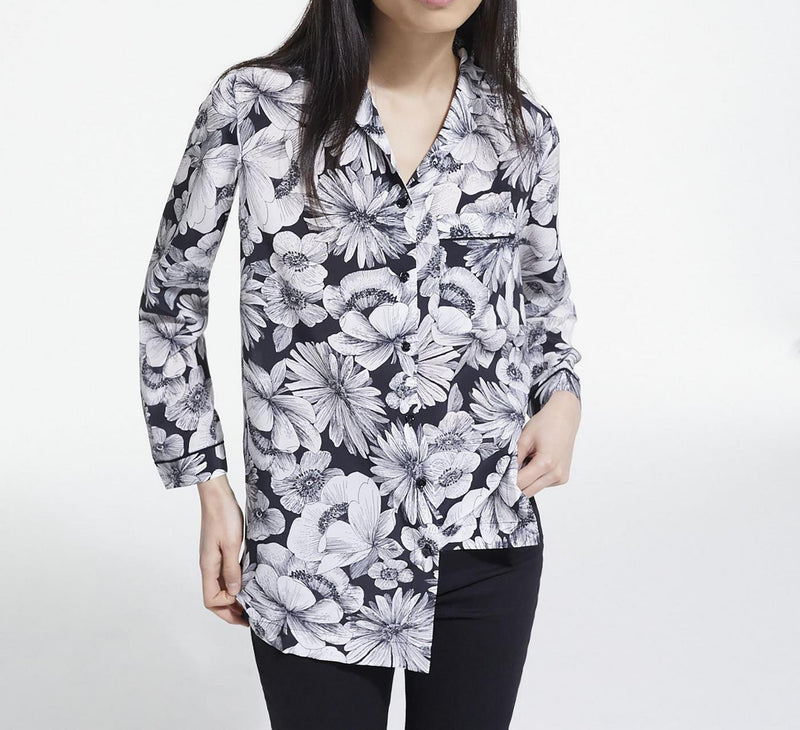 Silk Blouse - Black And White - Women