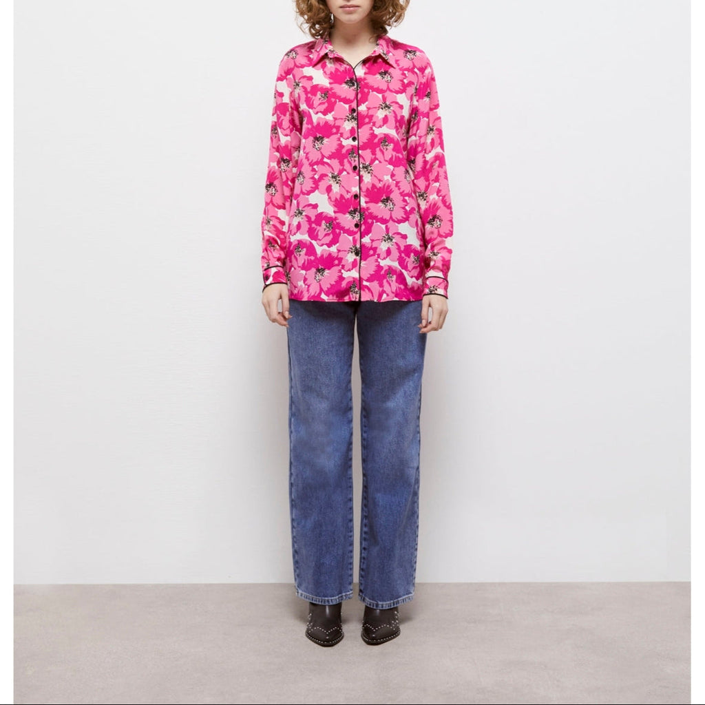 The Kooples - Silk Blouse - White And Pink - Women