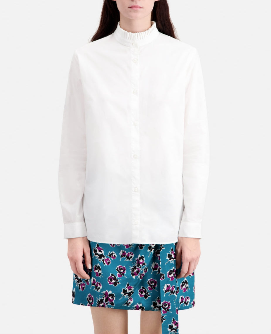 The Kooples - Long Sleeve Shirt With Pleated Collar Detail - Women