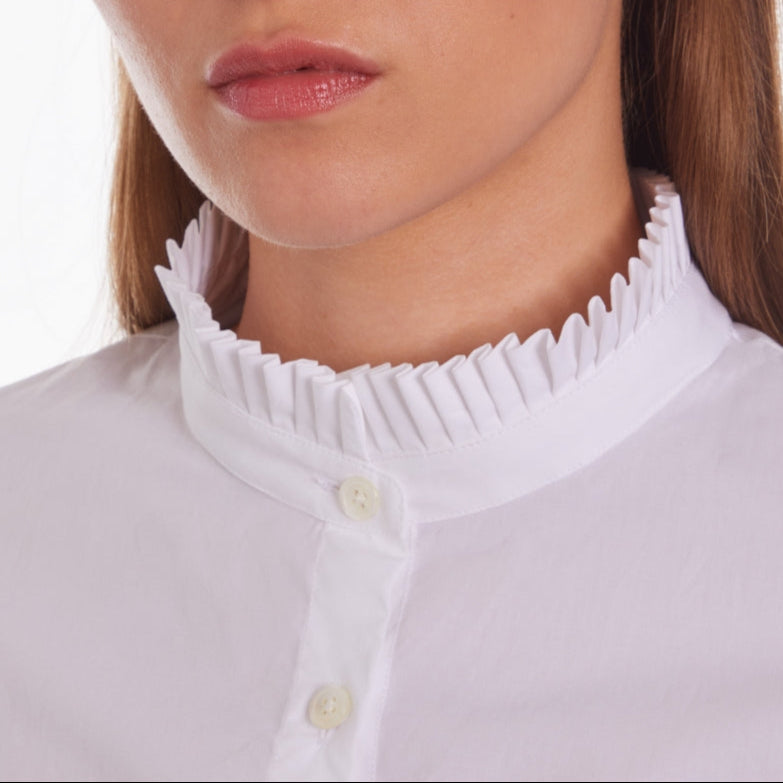 The Kooples - Long Sleeve Shirt With Pleated Collar Detail - Women