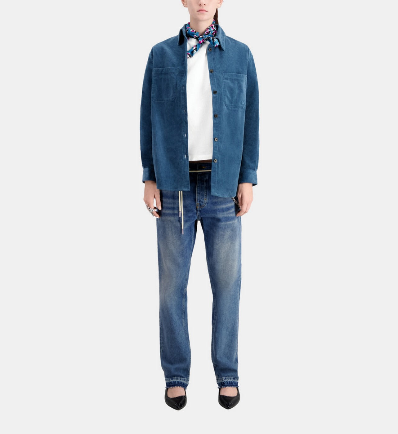 The Kooples - Velvet Shirt - Teal - Women