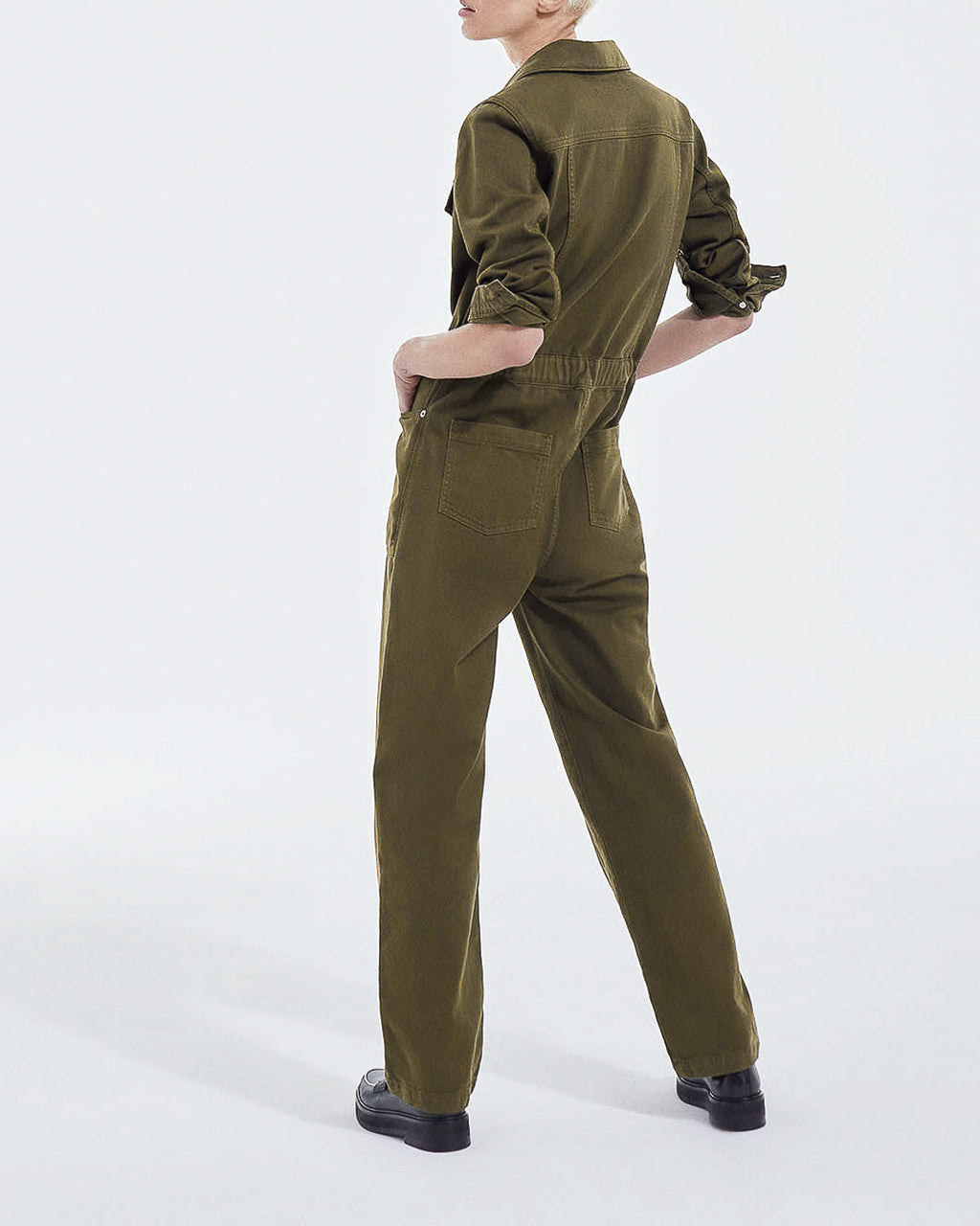 The Kooples - Casual Khaki Denim Jumpsuit with Pockets - Women