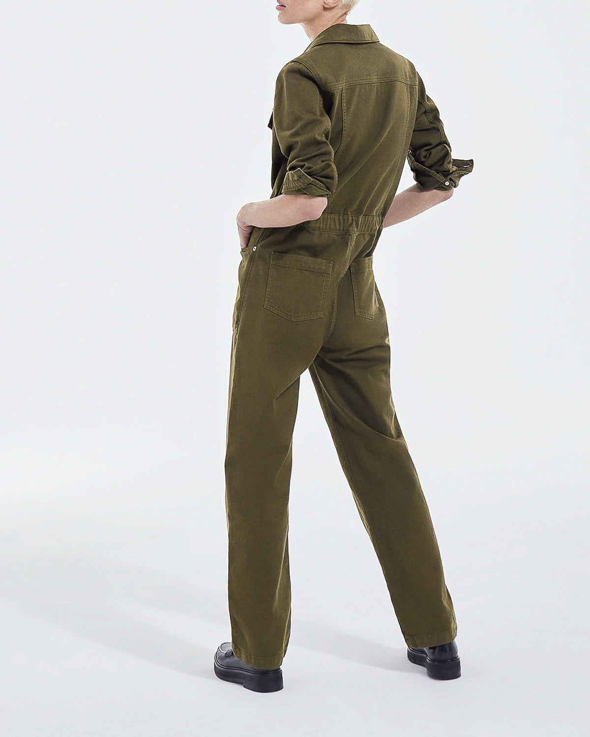 The Kooples - Casual Khaki Denim Jumpsuit with Pockets - Women