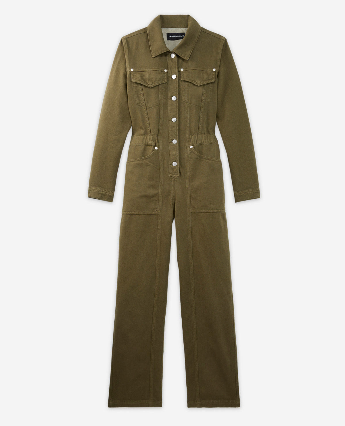 The Kooples - Casual Khaki Denim Jumpsuit with Pockets - Women