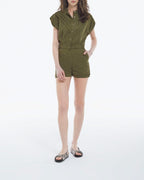 The Kooples - Buttoned Khaki Tencel Playsuit - Women