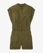 The Kooples - Buttoned Khaki Tencel Playsuit - Women