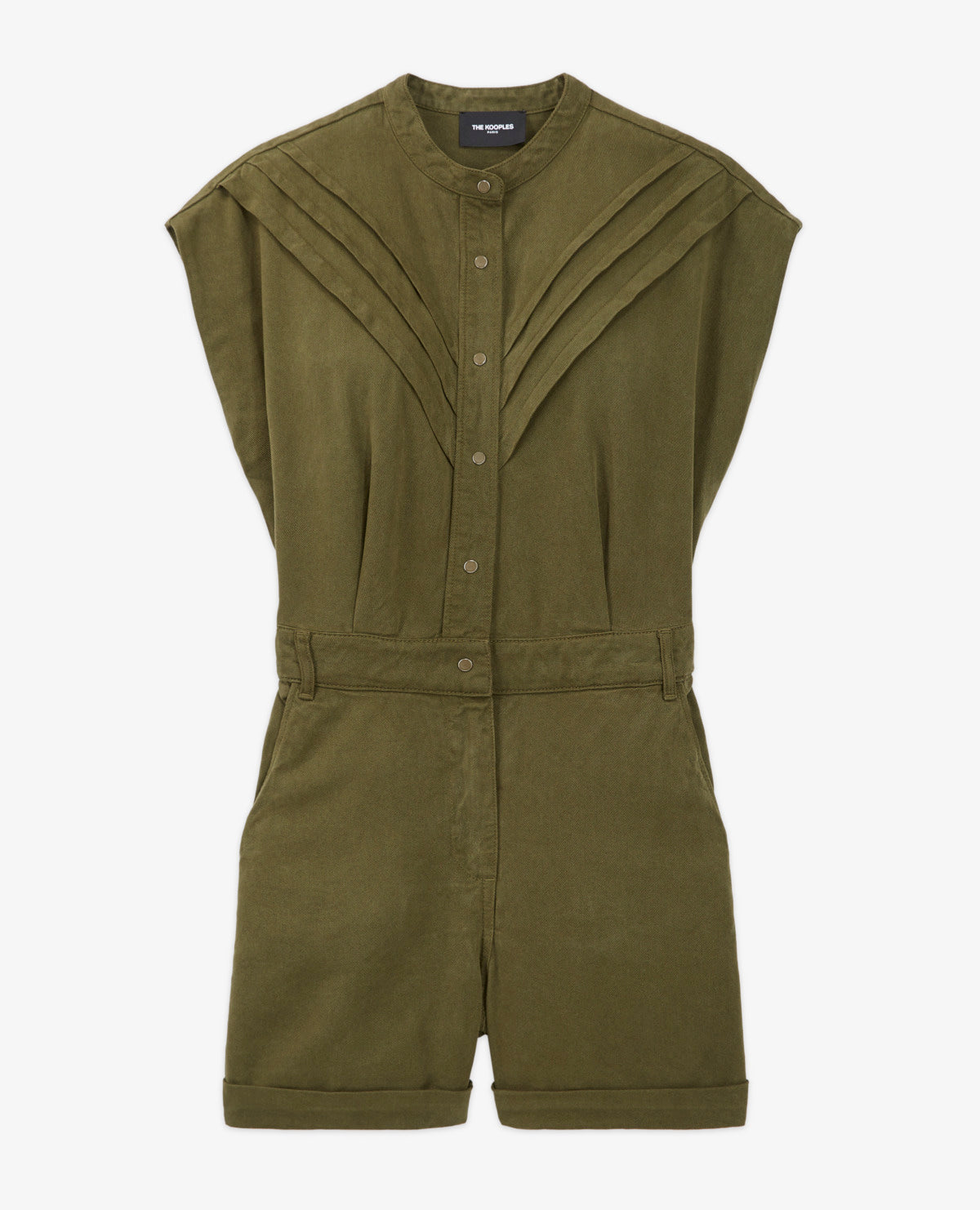The Kooples - Buttoned Khaki Tencel Playsuit - Women