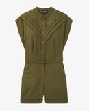 Combishort Kaki Tencel Boutonné - Femme