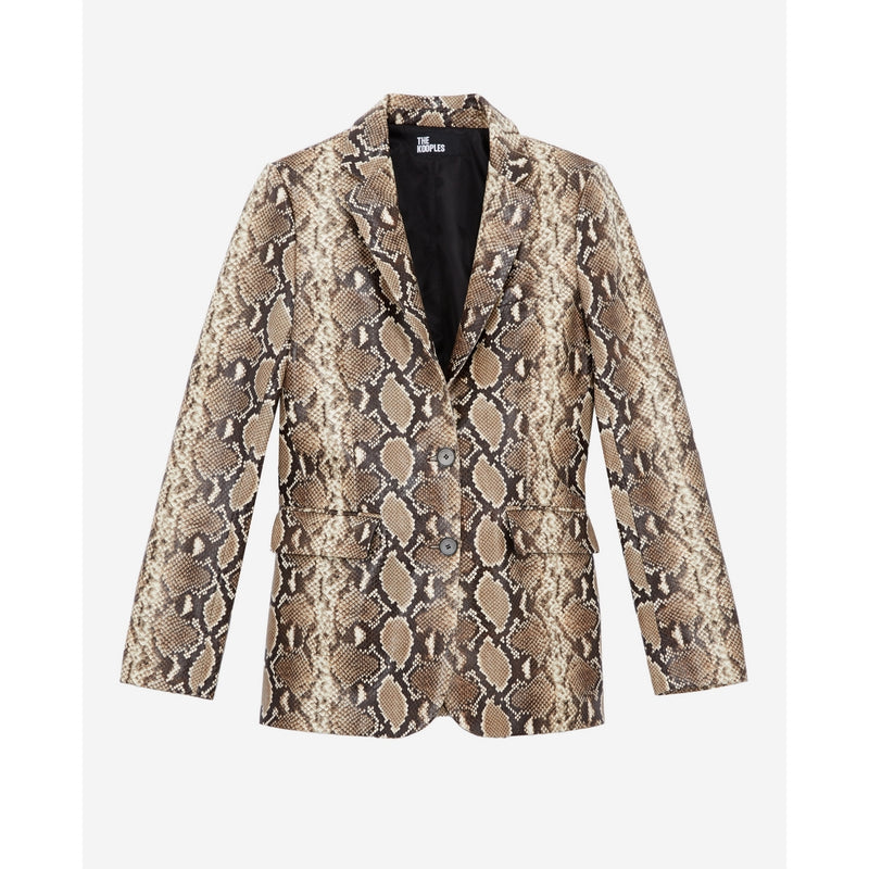 The Kooples - Blazer Cuir Embosse Python - Femme