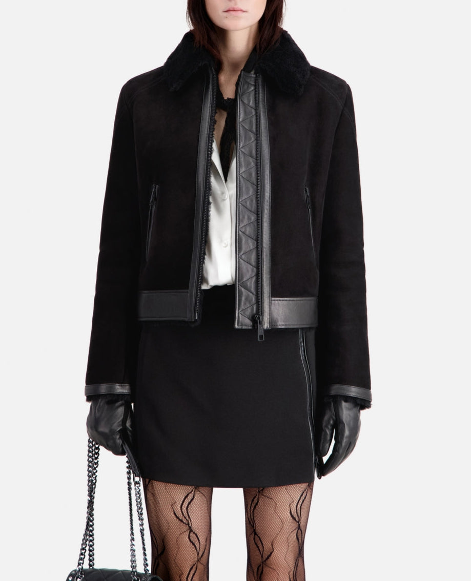 The Kooples - Sheepskin Leather Jacket - Black - Women