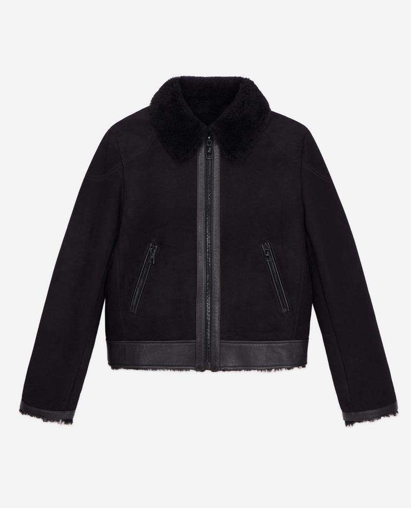 Chaqueta de piel de oveja - Negro - Mujer