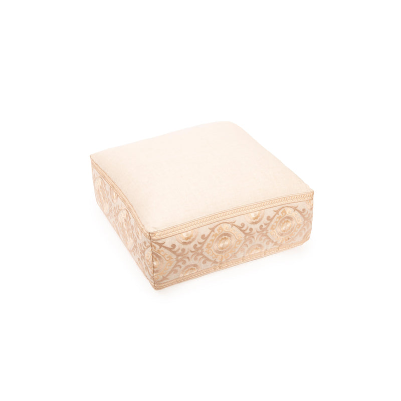 Cojín de Suelo - Lino Natural - Suzani Champagne