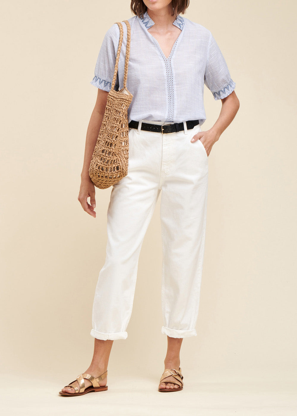 Wide-Leg Canvas Trouser