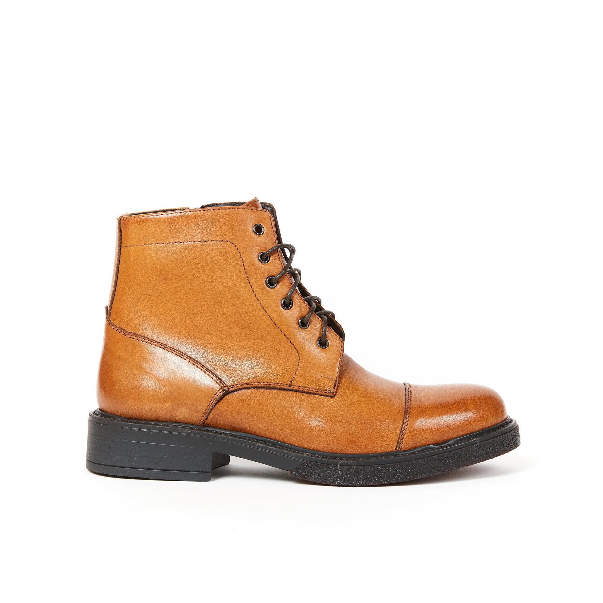 Frank Daniel - Lace-Up Boot with Reinforced Toe - Brown - Women