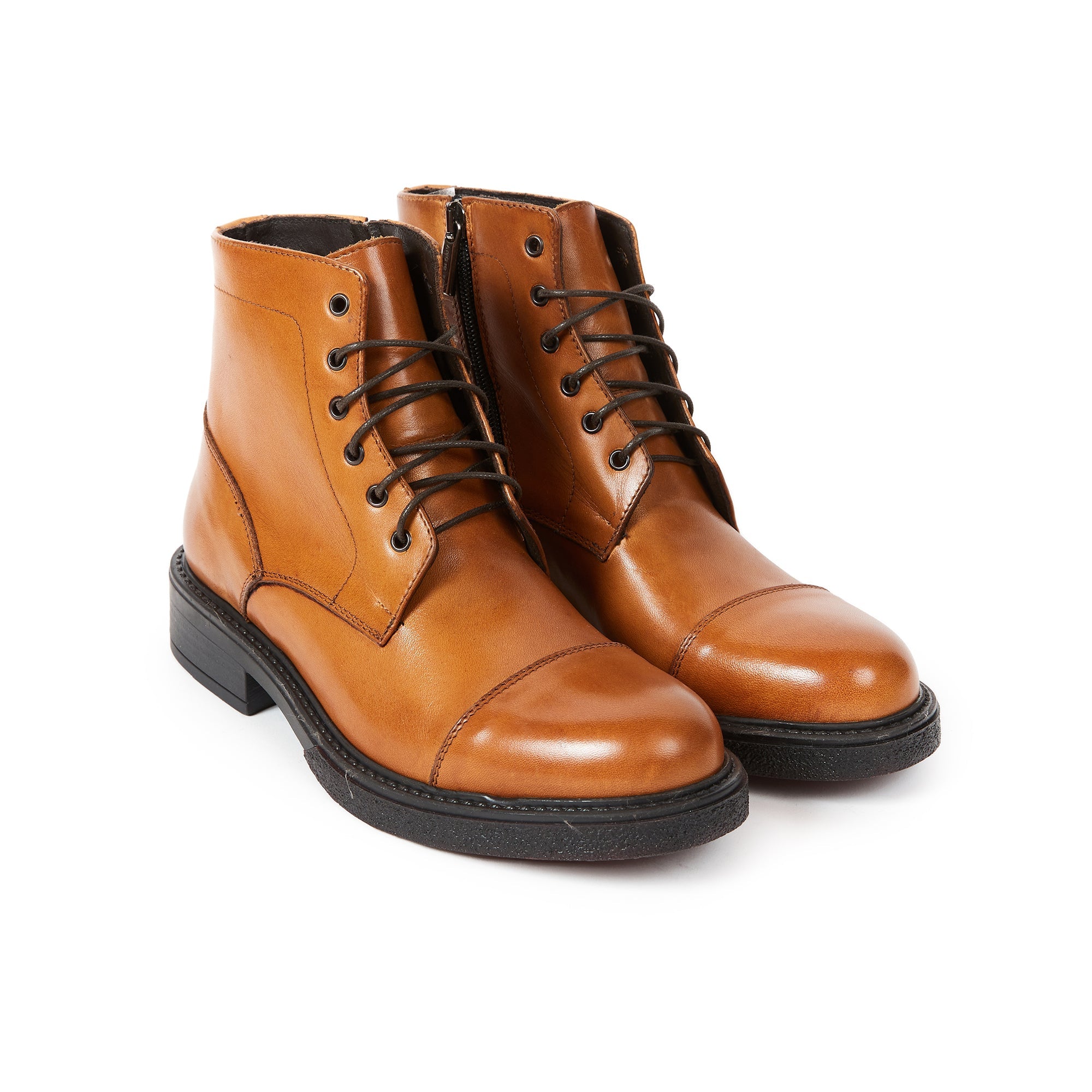 Frank Daniel - Lace-Up Boot with Reinforced Toe - Brown - Women