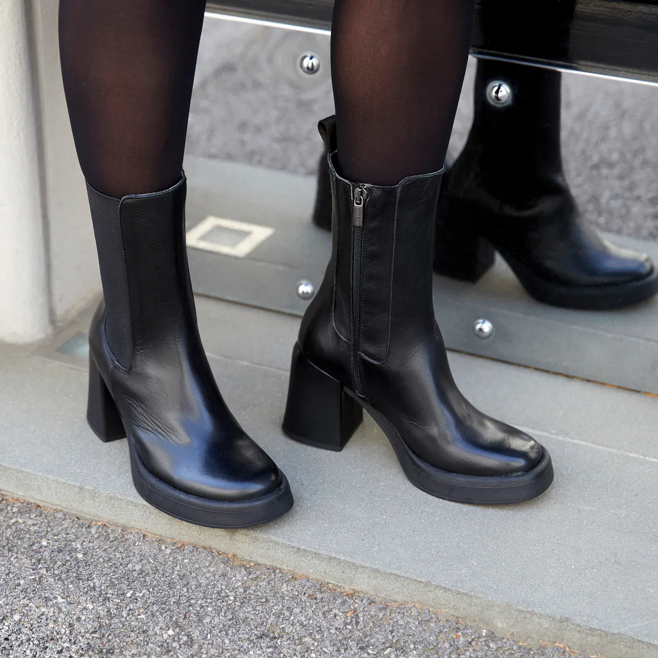 Frank Daniel - Botines Chelsea Con Tacón - Negro - Mujer
