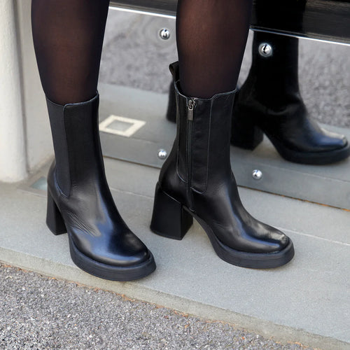 Frank Daniel - Bottes Chelsea À Talons - Noir - Femme