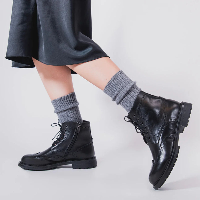 Frank Daniel - Botas Con Cordones Y Aletas - Negro - Mujer